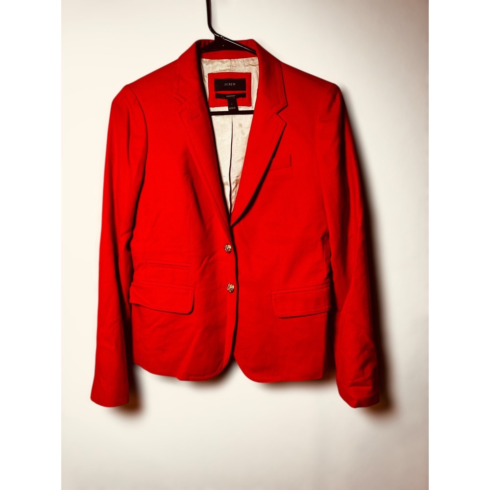 J Crew‎ Schoolboy Wool Blazer Orange Single Button Pockets Preppy Women Size 4